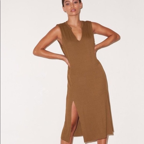 LNA revolve easy rib tank dress olive khaki large - Picture 1 of 8